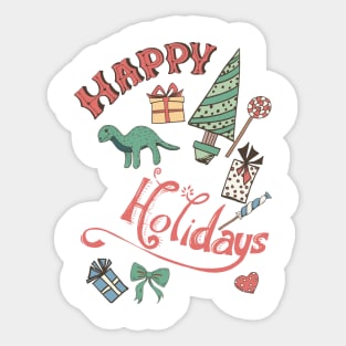 Retro Happy Holidays Sticker